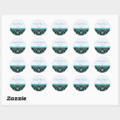 Elegante Aqua Blue / Black Damask "Bruid & bruideg Ronde Sticker (Vel)