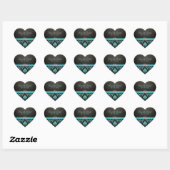 Elegante Aqua Blue / Black Damask "Save the Date" Hart Sticker (Vel)