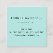 Elegante aqua blue border professionele minimalist vierkante visitekaartje (Achterkant)