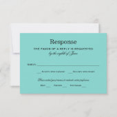 Elegante Aqua Blue bruiloft RSVP Kaartje (Voorkant)
