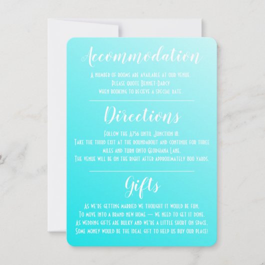 Elegante Aqua Blue Enclosure Kaart (Voorkant)