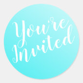 Elegante Aqua Blue Envelope Seals Ronde Sticker (Voorkant)