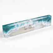 Elegante Aqua Blue Green Beach Script Modern Naambordje