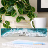Elegante Aqua Blue Green Beach Script Modern Naambordje