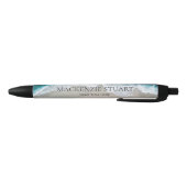 Elegante Aqua Blue Green Beach Waterverf Naam Zwarte Inkt Pen (Bodem)