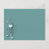 Elegante Aqua Blue Heart Swirl bruiloft uitnodigin Uitnodiging Briefkaart (Achterkant)