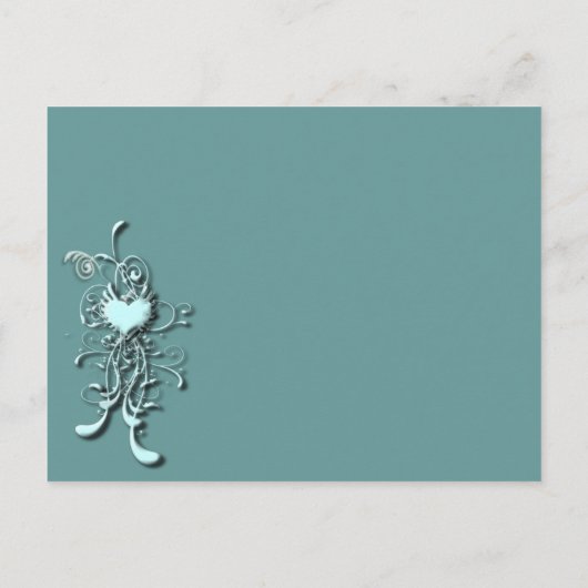 Elegante Aqua Blue Heart Swirl bruiloft uitnodigin Uitnodiging Briefkaart (Achterkant)