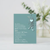 Elegante Aqua Blue Heart Swirl bruiloft uitnodigin Uitnodiging Briefkaart (Staand voorkant)