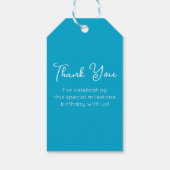 Elegante Aqua Blue juicht 75 jaar 75ste verjaardag Cadeaulabel (Achterkant)