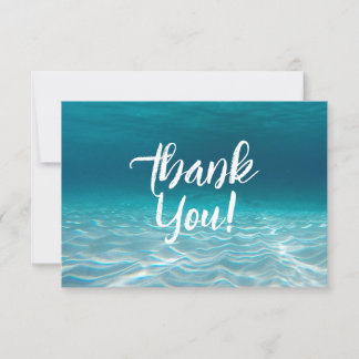 Elegante Aqua Blue onderwater foto gepersonaliseer Bedankkaart