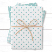 Elegante Aqua Blue Polka Dots Gingham Pattern Mix Inpakpapier Vel