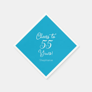 Elegante Aqua Blue Proost op 55 jaar 55ste verjaar Servet
