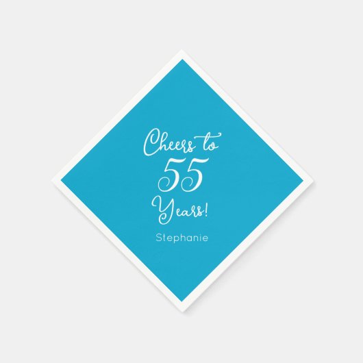 Elegante Aqua Blue Proost op 55 jaar 55ste verjaar Servet (Hoek)