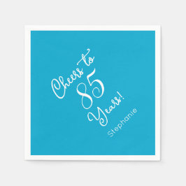 Elegante Aqua Blue Proost op 85 jaar 85ste verjaar Servet