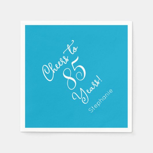 Elegante Aqua Blue Proost op 85 jaar 85ste verjaar Servet (Voorkant)