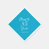 Elegante Aqua Blue Proost op 85 jaar 85ste verjaar Servet (Hoek)