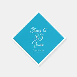 Elegante Aqua Blue Proost op 85 jaar 85ste verjaar Servet