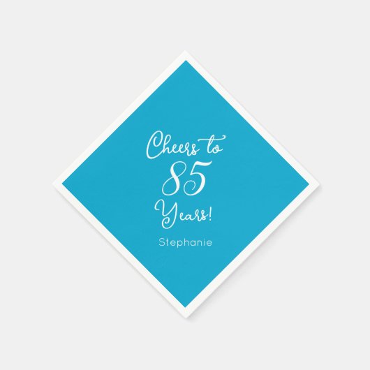 Elegante Aqua Blue Proost op 85 jaar 85ste verjaar Servet (Hoek)