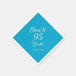 Elegante Aqua Blue Proost op 95 jaar 95ste verjaar Servet