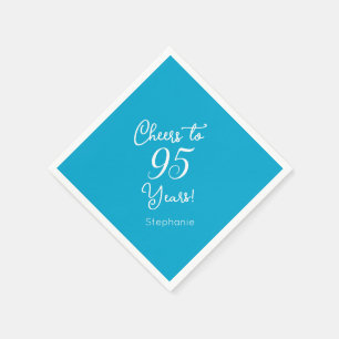 Elegante Aqua Blue Proost op 95 jaar 95ste verjaar Servet