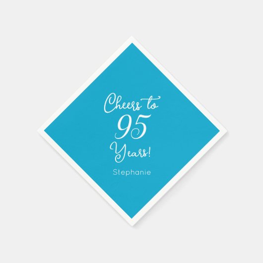 Elegante Aqua Blue Proost op 95 jaar 95ste verjaar Servet (Hoek)