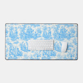 Elegante  aqua blue toile de jouy bureaumat (Keyboard & Muis)