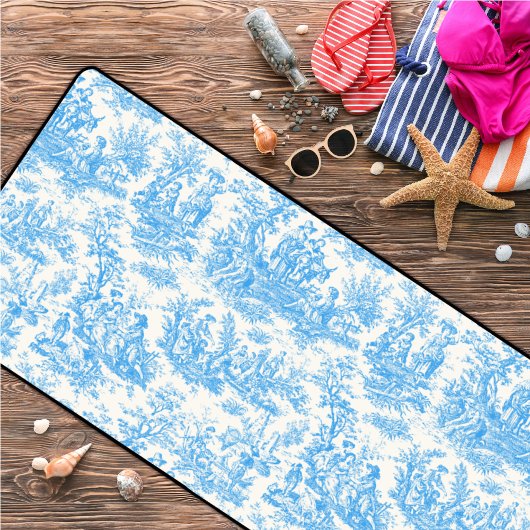 Elegante  aqua blue toile de jouy bureaumat