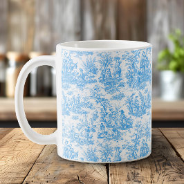 Elegante aqua blue toile de jouy koffiemok