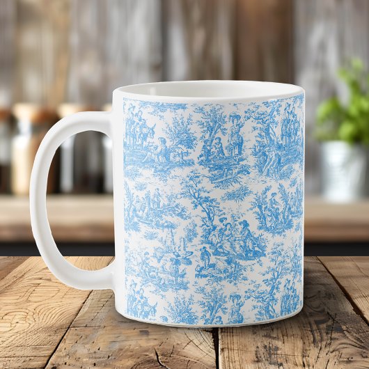 Elegante  aqua blue toile de jouy koffiemok