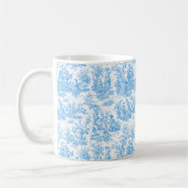 Elegante  aqua blue toile de jouy koffiemok (Links)