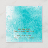 Elegante aqua blue waterverf oorbel kaart vierkante visitekaartje (Achterkant)