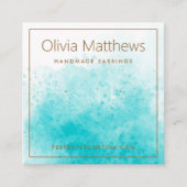 Elegante aqua blue waterverf oorbel kaart vierkante visitekaartje (Voorkant)
