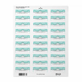 Elegante Aqua Blue & White Damask met Monogram Etiket (Full Sheet)