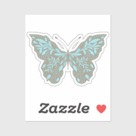 Elegante Aqua Botanical Butterfly Sticker