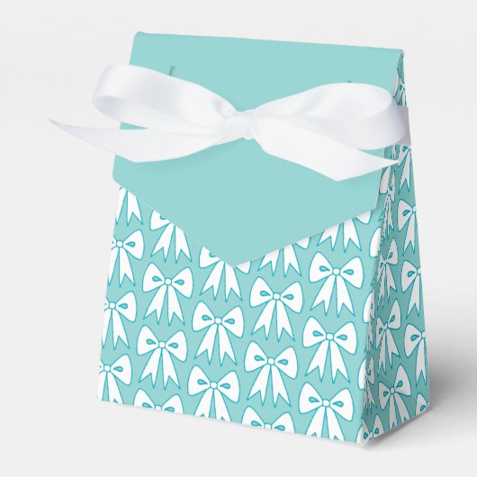 Elegante Aqua Bow Favor Dozen Bedankdoosjes (Voorkant Zijde)