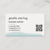 Elegante Aqua Brush Stroke QR-code Visitekaartje (Achterkant)