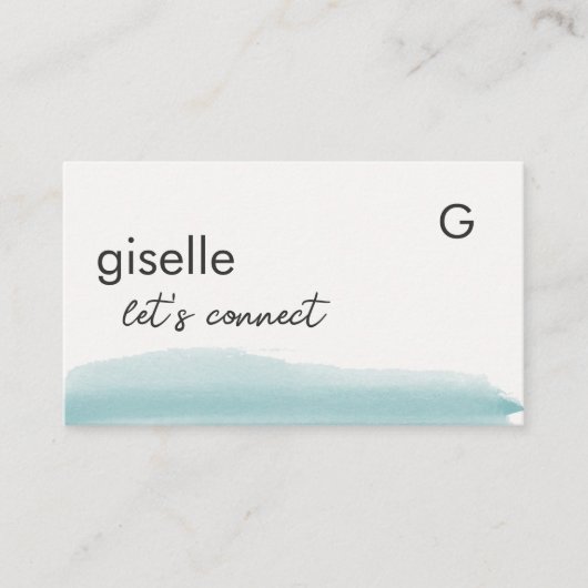 Elegante Aqua Brush Stroke QR-code Visitekaartje (Voorkant)