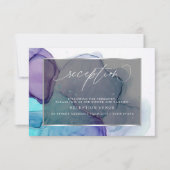 Elegante Aqua en Deep Purple Ontvangst Uitnodigin Kaart (Voorkant)
