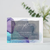 Elegante Aqua en Deep Purple Ontvangst Uitnodigin Kaart (Staand voorkant)