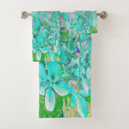 Elegante Aqua en Groene Limelight Hortensia Detail Bad Handdoek