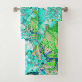 Elegante Aqua en Groene Limelight Hortensia Detail Bad Handdoek