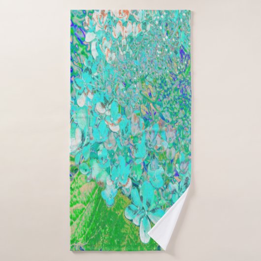 Elegante Aqua en Groene Limelight Hortensia Detail Badhanddoek (Badhanddoek)