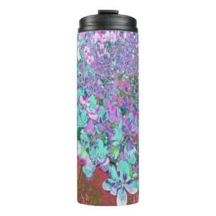 Elegante Aqua en Paarse Limelight Hortensia Detail Thermosbeker