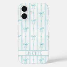 Elegante Aqua Gestreepte Coquette Strikken Monogra