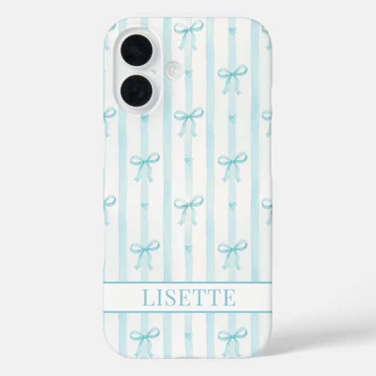 Elegante Aqua Gestreepte Coquette Strikken Monogra Case-Mate iPhone Case (Achterkant)