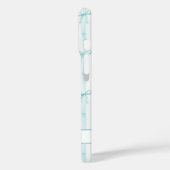 Elegante Aqua Gestreepte Coquette Strikken Monogra Case-Mate iPhone Case (Achterkant / Links)