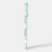 Elegante Aqua Gestreepte Coquette Strikken Monogra Case-Mate iPhone Case (Achterkant / Rechts)
