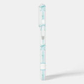 Elegante Aqua Gestreepte Coquette Strikken Monogra Case-Mate iPhone Case (Achterkant / Links)