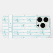 Elegante Aqua Gestreepte Coquette Strikken Monogra Case-Mate iPhone Case (Achterkant (horizontaal))