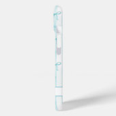 Elegante Aqua Gestreepte Coquette Strikken Monogra Case-Mate iPhone Case (Achterkant / Links)